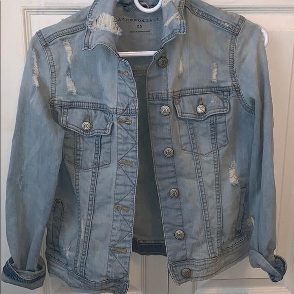 Aeropostale Jackets & Blazers - SUPER DESTROYED LIGHT WASH DENIM JACKET